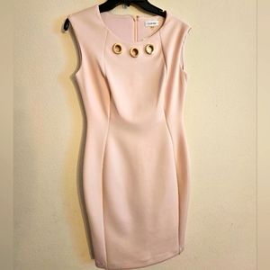 Calvin klein women's sleeveless sheath dress with gold ring